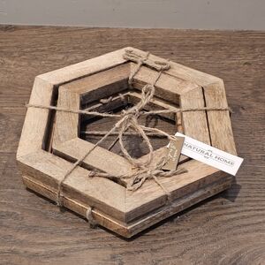 Hexagonal Mango Wood Trivets Set Of 4